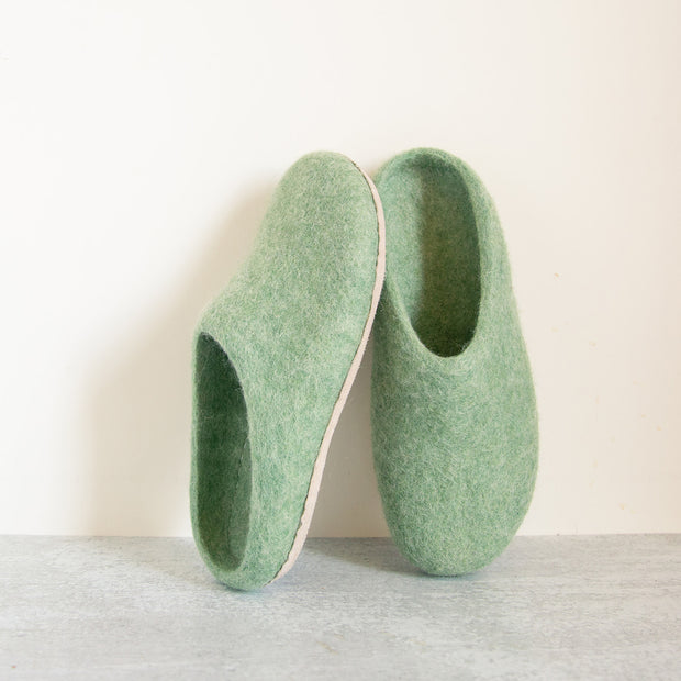 Eucalyptus Green | Luxury Organic Merino Wool Slippers