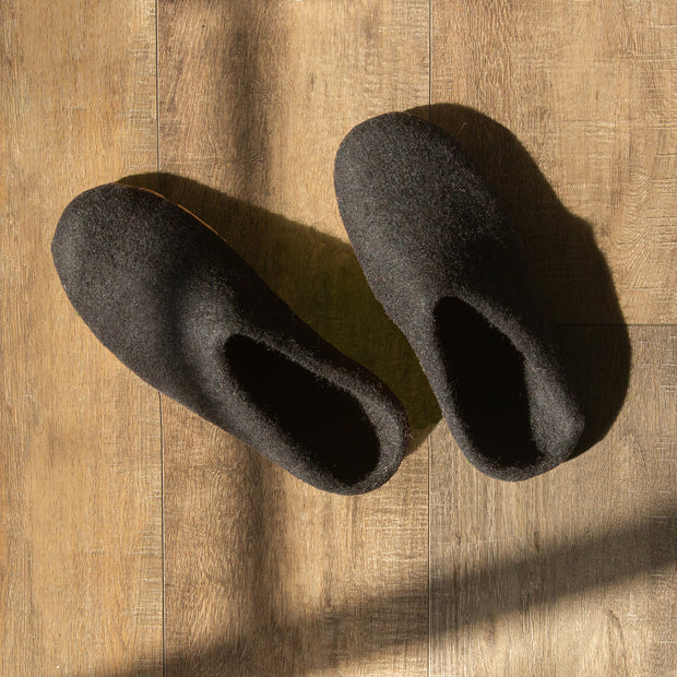Night Black | Luxury Organic Merino Wool Slippers