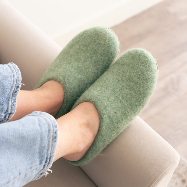 Eucalyptus Green | Luxury Organic Merino Wool Slippers